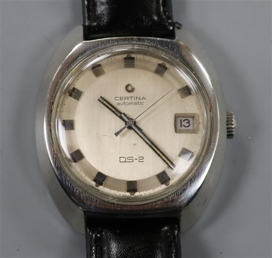 A gentlemans stainless steel Certina DS-2 automatic wrist watch.